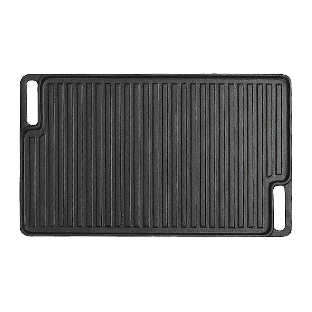 NNEAGS 45cm Rectangular Cast Iron Portable Fry BBQ Grill Plate Cooking Pan Tray with Handle