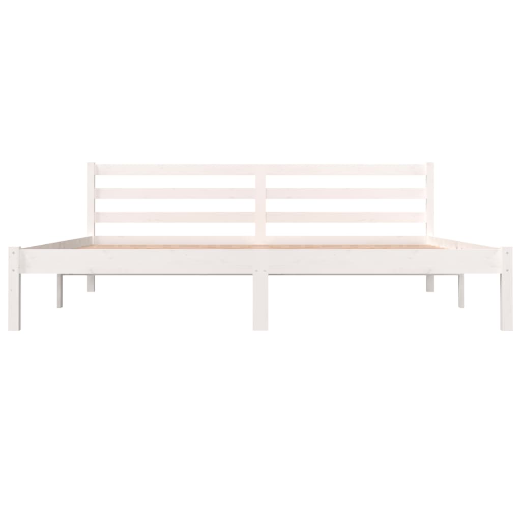 NNEVL Bed Frame Solid Wood Pine 183x203 cm King Size White