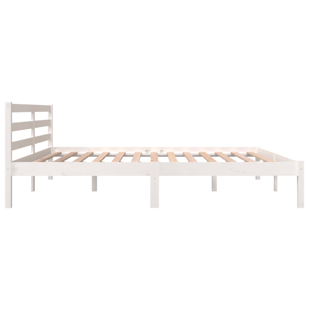 NNEVL Bed Frame Solid Wood Pine 183x203 cm King Size White