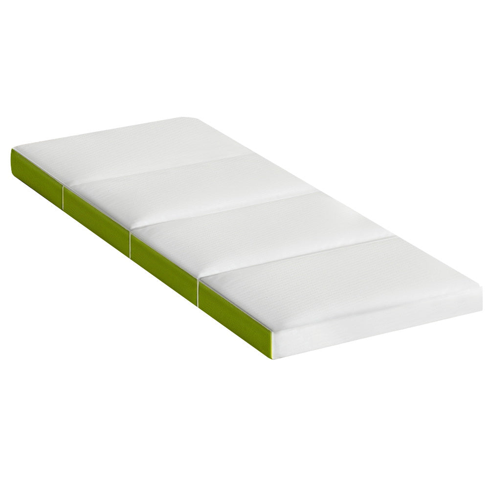 NNEDSZ Bedding Foldable Mattress 4-FOLD Folding Bed Mat Camping Single Green