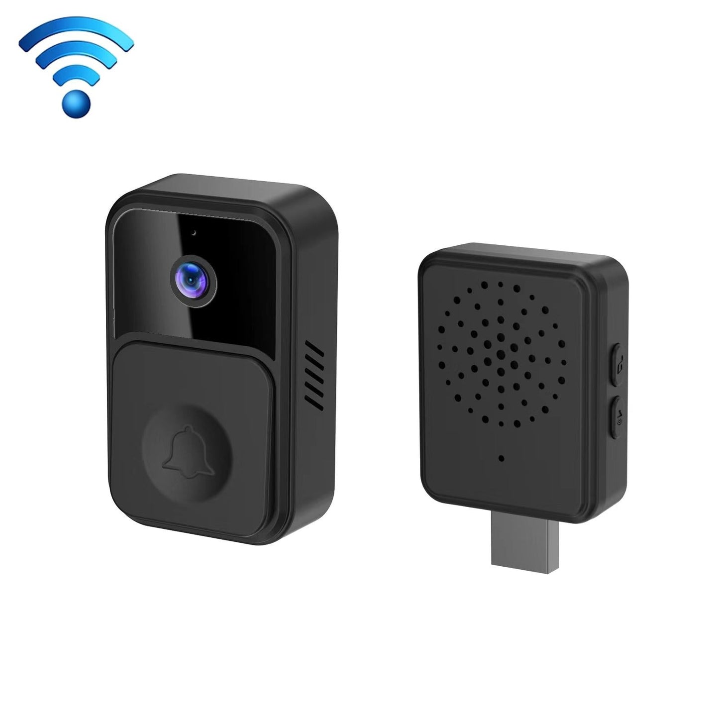 NNEDSZ Wireless Smart Video Doorbell - 90 Degree Wide Angle - Black