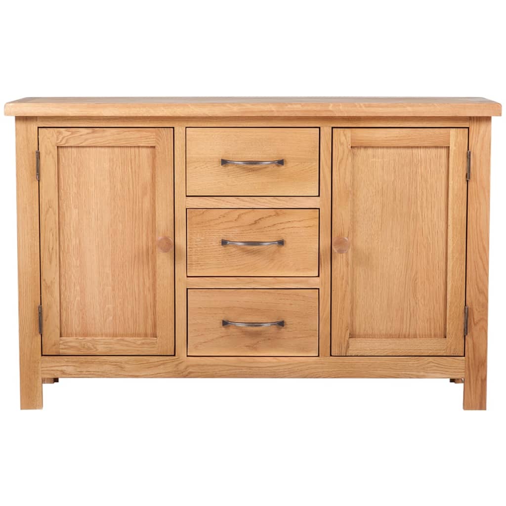 NNEVL Sideboard with 3 Drawers 110x33.5x70 cm Solid Oak Wood