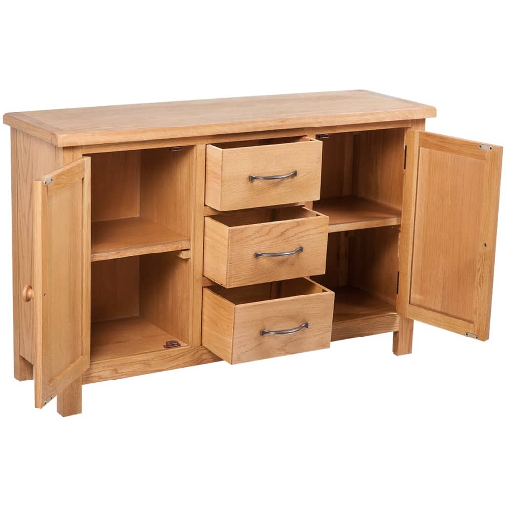 NNEVL Sideboard with 3 Drawers 110x33.5x70 cm Solid Oak Wood