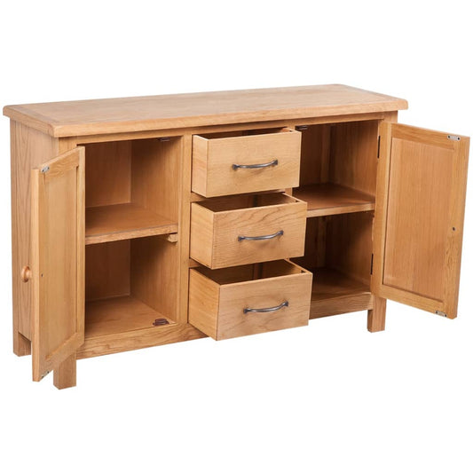 NNEVL Sideboard with 3 Drawers 110x33.5x70 cm Solid Oak Wood