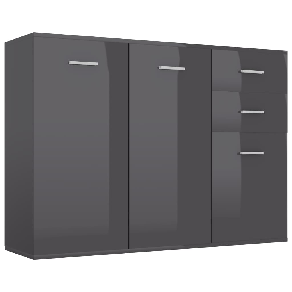 NNEVL Sideboard High Gloss Grey 105x30x75 cm Chipboard