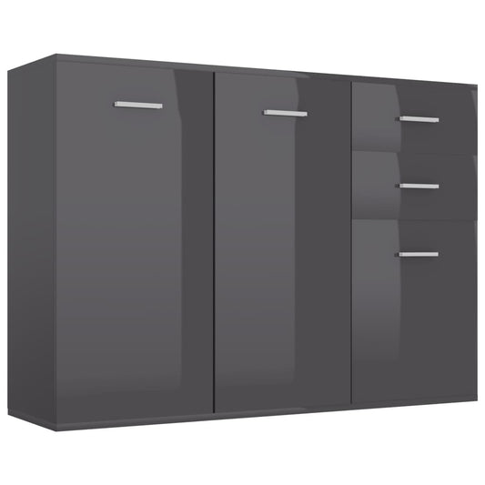 NNEVL Sideboard High Gloss Grey 105x30x75 cm Chipboard