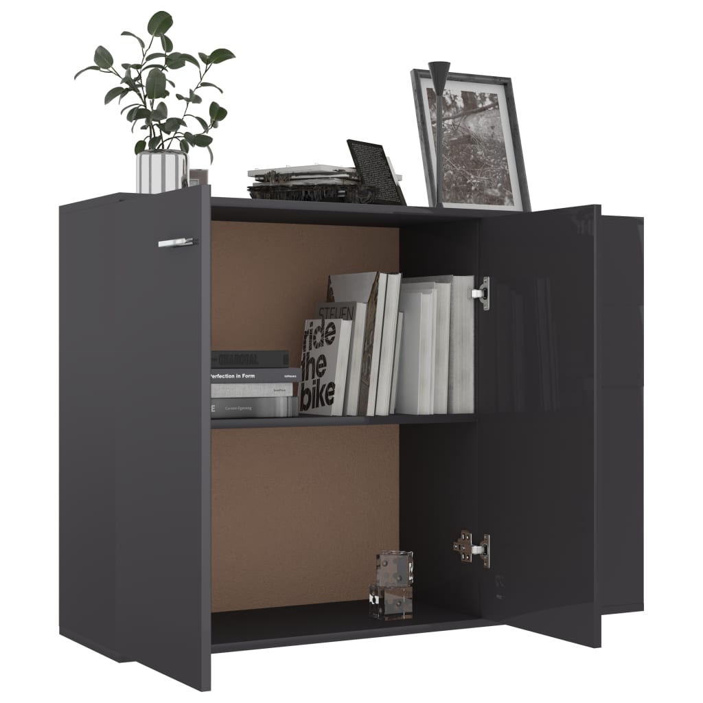 NNEVL Sideboard High Gloss Grey 105x30x75 cm Chipboard