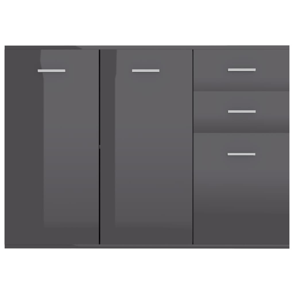 NNEVL Sideboard High Gloss Grey 105x30x75 cm Chipboard