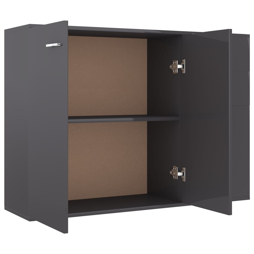 NNEVL Sideboard High Gloss Grey 105x30x75 cm Chipboard