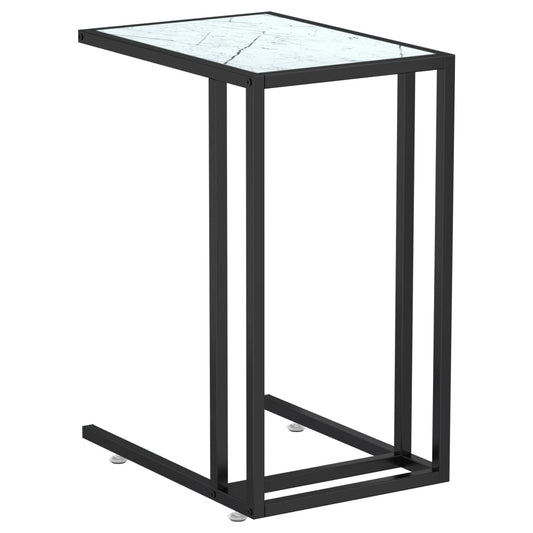 NNEVL Computer Side Table White Marble 50x35x65 cm Tempered Glass
