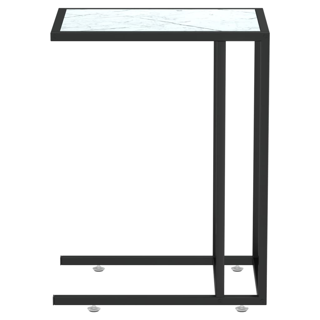 NNEVL Computer Side Table White Marble 50x35x65 cm Tempered Glass