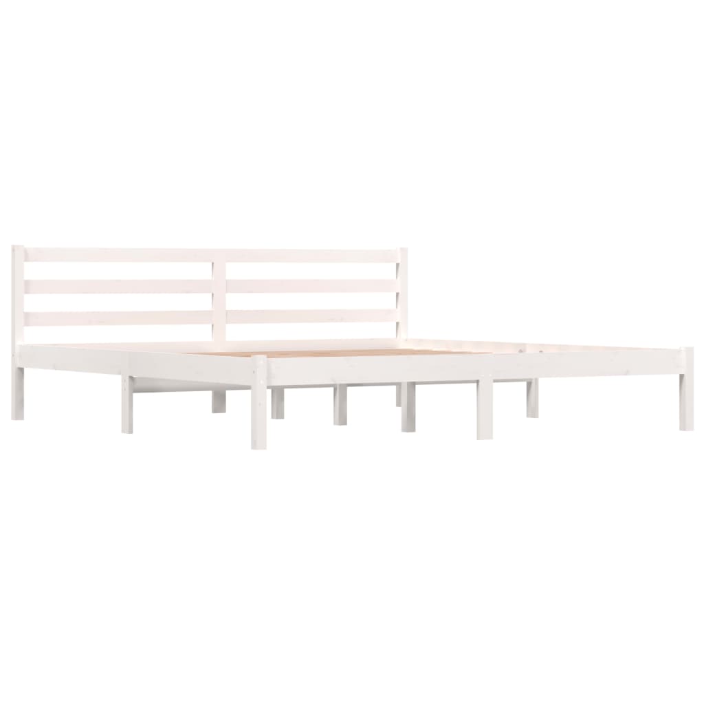 NNEVL Bed Frame Solid Wood Pine 183x203 cm King Size White