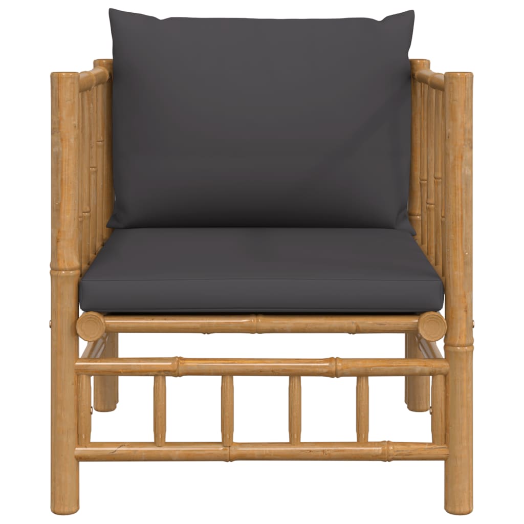 NNEVL Garden Sofa with Dark Grey Cushions Bamboo