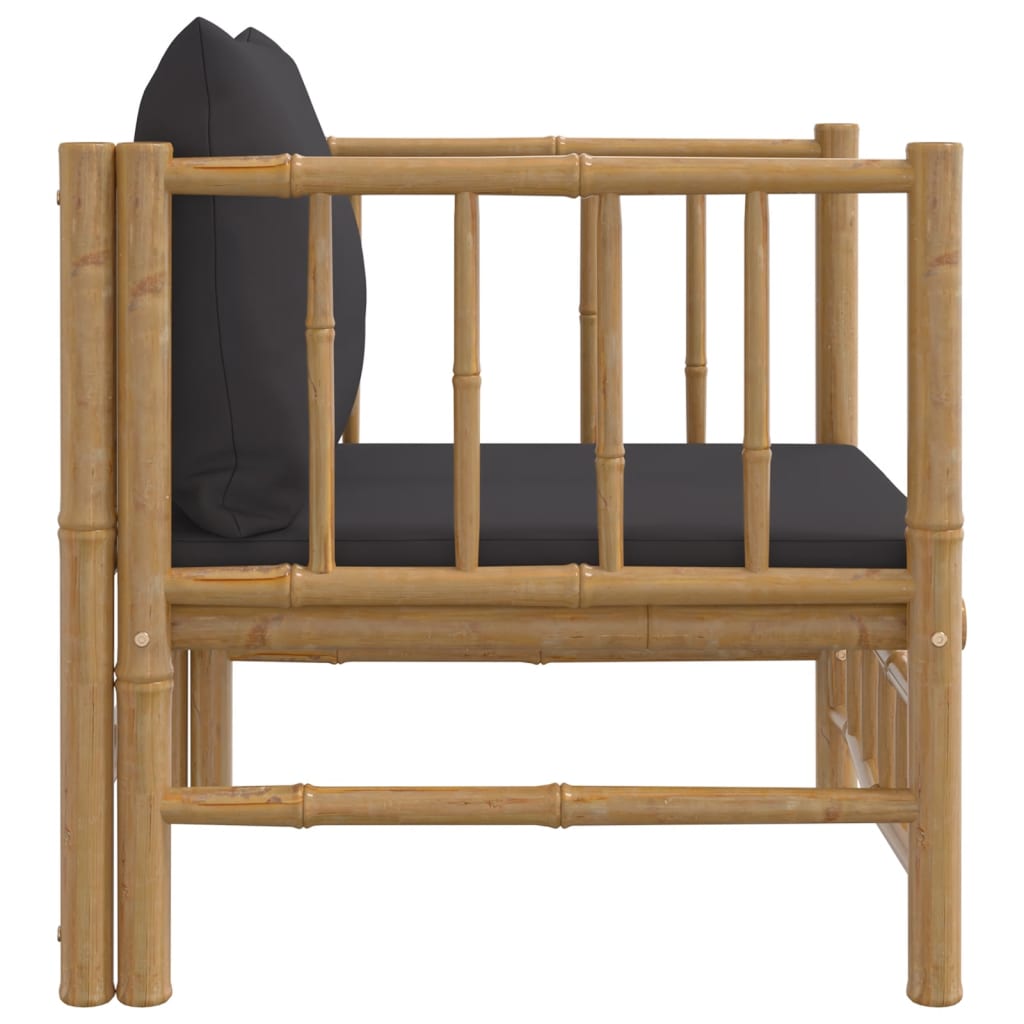 NNEVL Garden Sofa with Dark Grey Cushions Bamboo