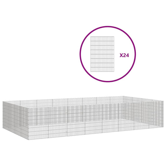 NNEVL Free Range Animal Enclosure 24-Panel 54x80 cm Galvanised Iron