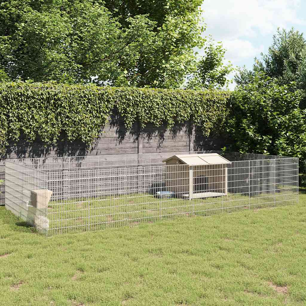 NNEVL Free Range Animal Enclosure 24-Panel 54x80 cm Galvanised Iron