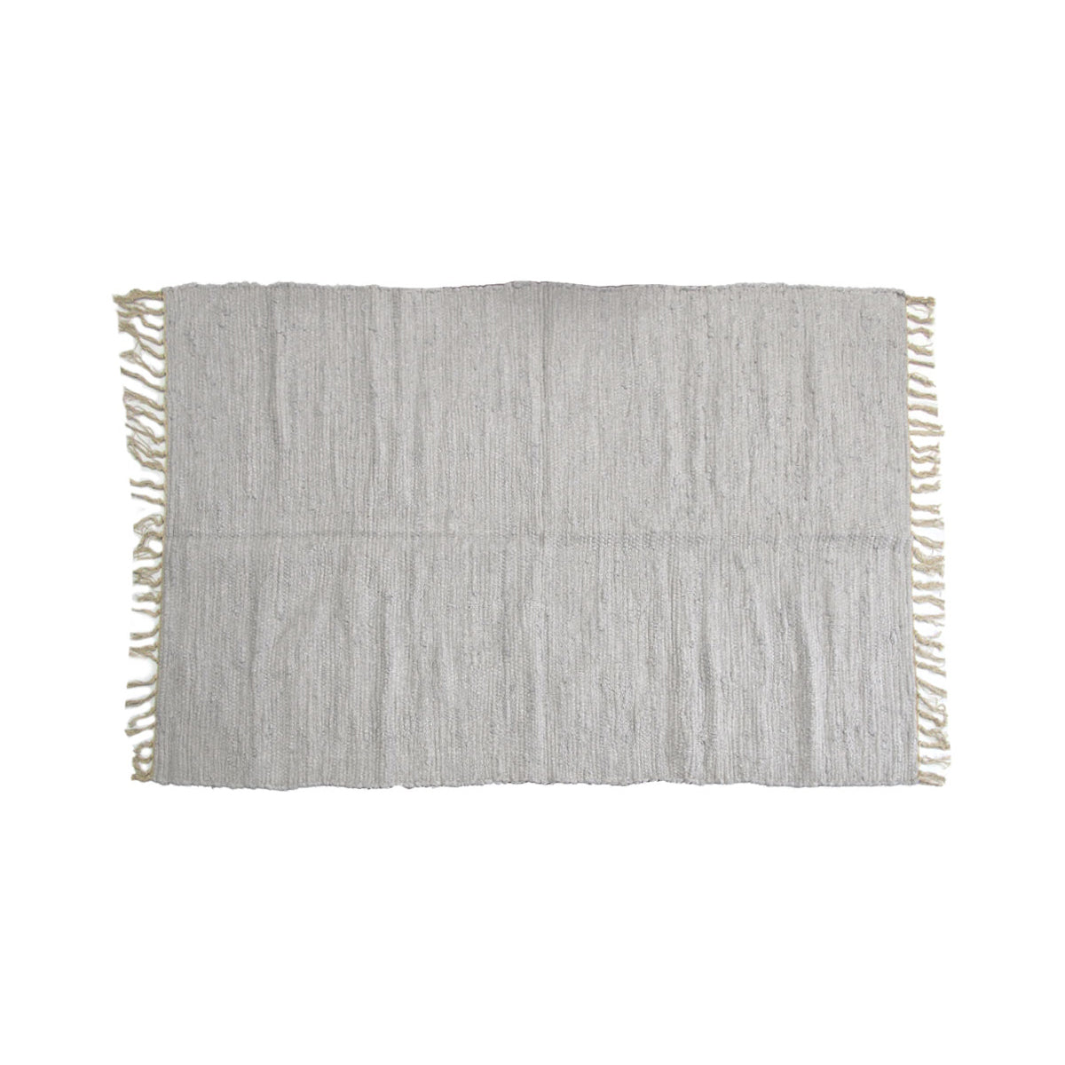 NNEDSZ Large Chindi Cotton Handmade Floor Mat with Tassels 90 x 150 cm Silver