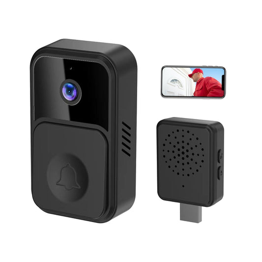 NNEDSZ Wireless Smart Video Doorbell - 90 Degree Wide Angle - Black