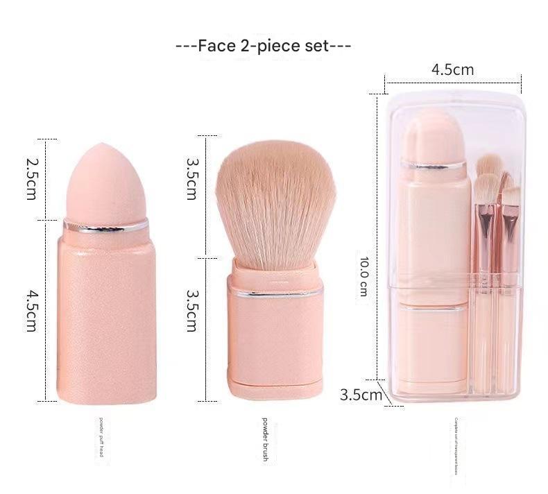 NNEDSZ Green 8-in-1 Retractable Mini Makeup Brush Set with Protective Cover - Compact Design for Travel and On-the-Go Touchups