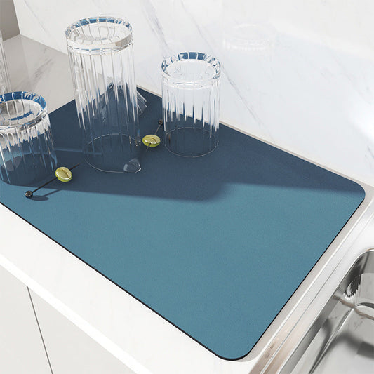 NNEDSZ Blue Kitchen Drying Mat - Super Absorbent Dish & Cup Drainer Pad 40x50cm