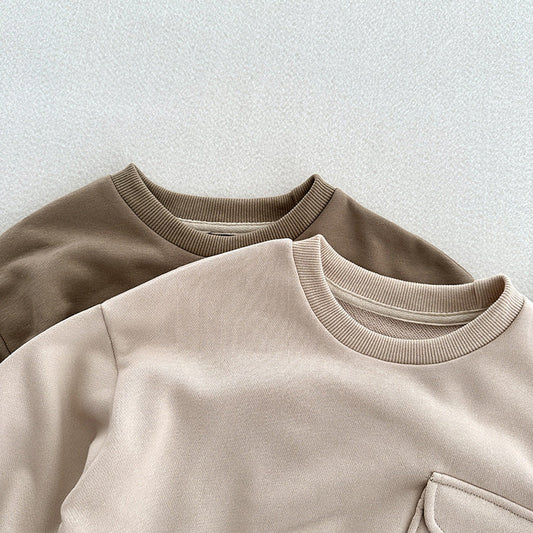 Arrival Kids Unisex Soft Comfortable Long Sleeves Solid Color Top Casual Pullover