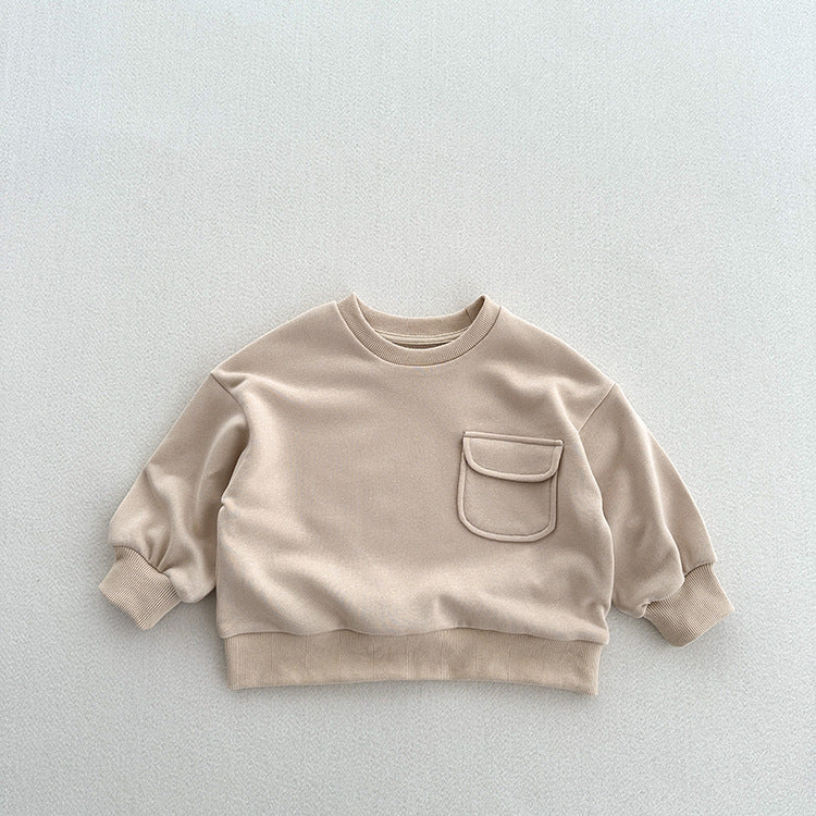 Arrival Kids Unisex Soft Comfortable Long Sleeves Solid Color Top Casual Pullover